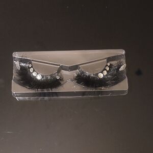 Glamorous Black False Eyelashes with Rhinestones
